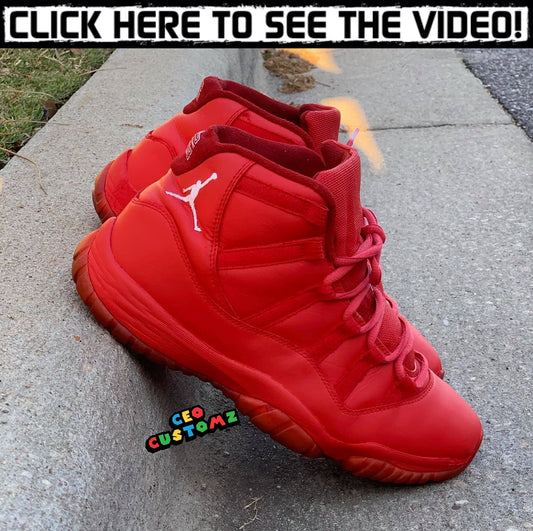 CEO YOSHI paints vibrant and velvety smooth custom shoes that scream luxury! Check out these fire red matte customs!! LK Matte Top Coat!!