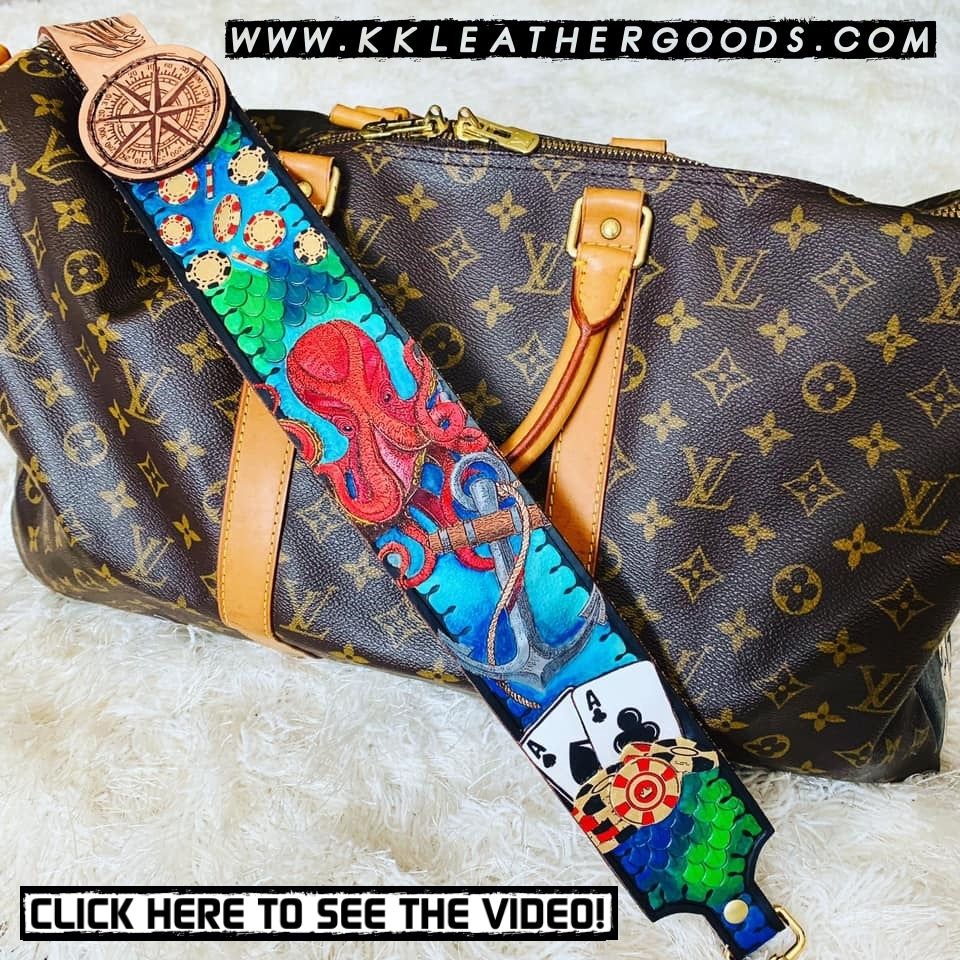 Kristen Maegen paints a wicked scene on a strap!! Kristen said in her post - "I purchased the matte finish by Liquid Kicks to try on this custom strap made by bagabon bags for me to paint, by far the best finish I have ever used!!!"