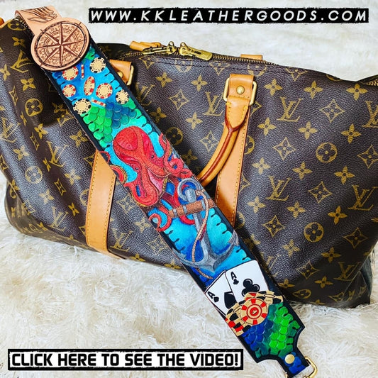 Kristen Maegen paints a wicked scene on a strap!! Kristen said in her post - "I purchased the matte finish by Liquid Kicks to try on this custom strap made by bagabon bags for me to paint, by far the best finish I have ever used!!!"